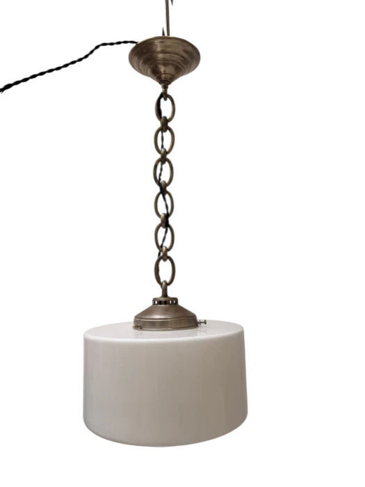 Art Deco Pendant Lamp with Original Milk Glass Shade, 1930s